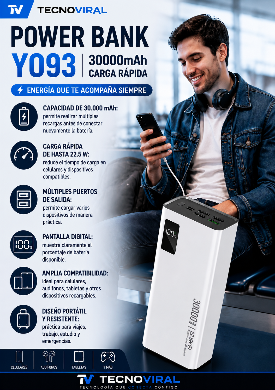 Power Bank 30.000 mAh | Carga Rápida y Alta Capacidad
