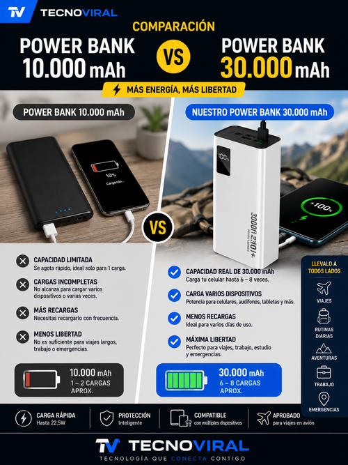 Power Bank 30.000 mAh | Carga Rápida y Alta Capacidad